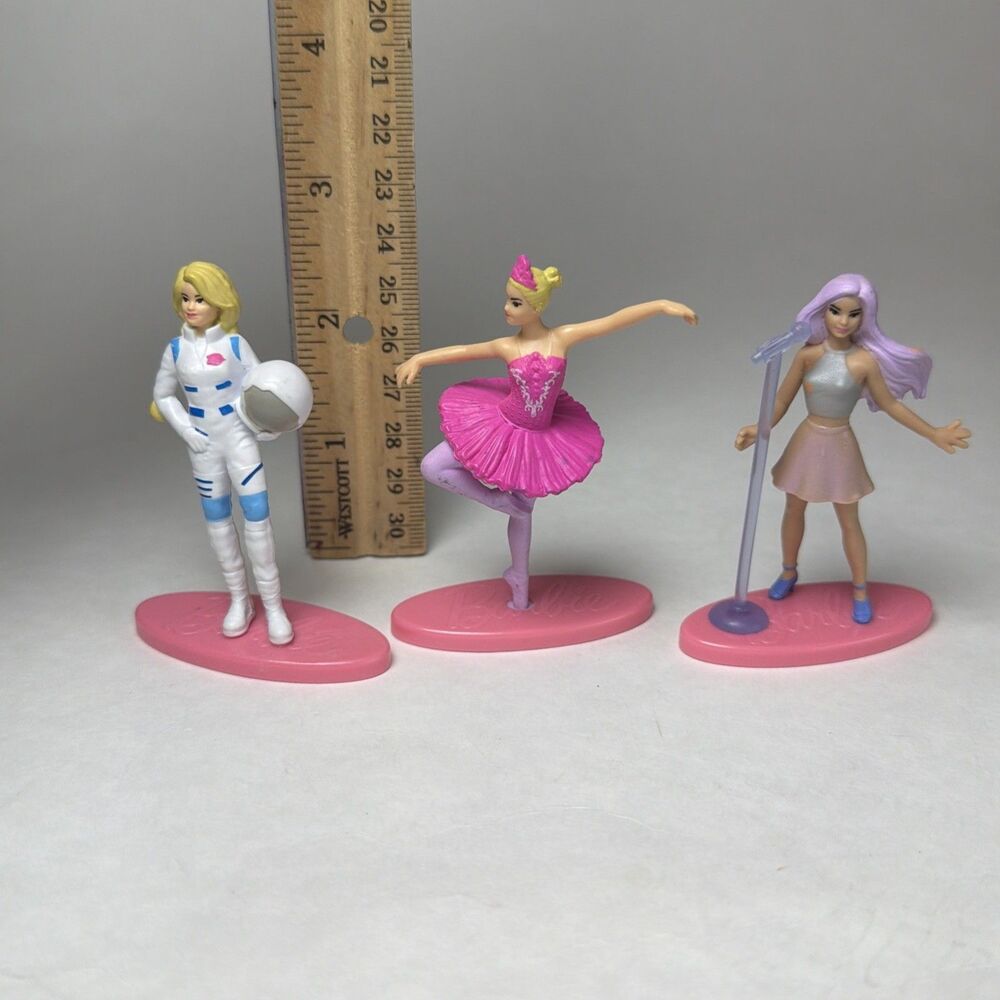 3 Mattel Barbie Mini Careers Series, Singer, Ballerina & astronaut. Cake topper
